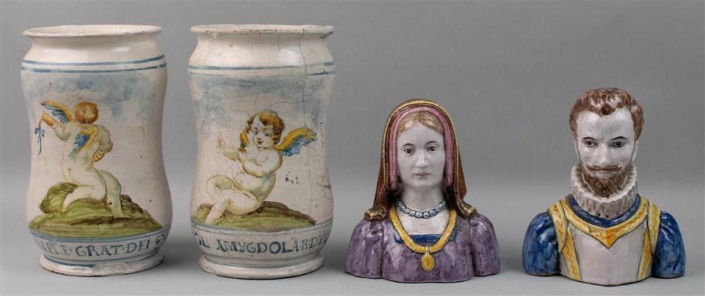 TWO ITALIAN FAIENCE ALBARELLITWO