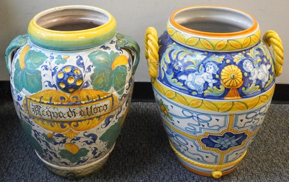 TWO ITALIAN FLORAL DECORATED