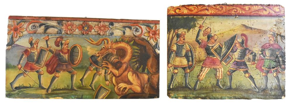 TWO ITALIAN FOLK PAINTED PAINTED