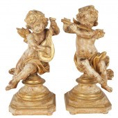 TWO ITALIAN GILTWOOD PUTTI FIG