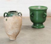 TWO ITALIAN GLAZED CERAMIC URN