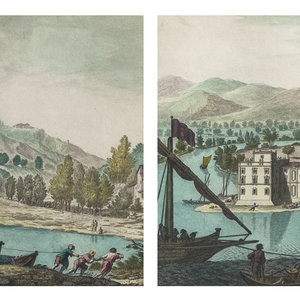 Two Italian Hand Colored Etchings