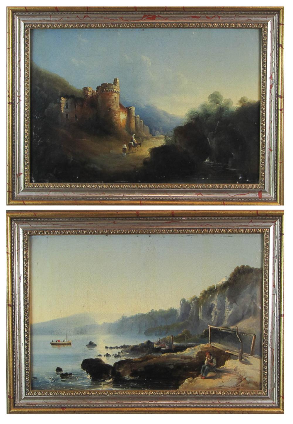 TWO ITALIAN LANDSCAPES, OILS ON