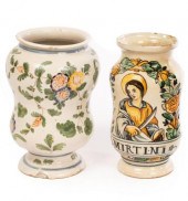 Two Italian Maiolica albarelli