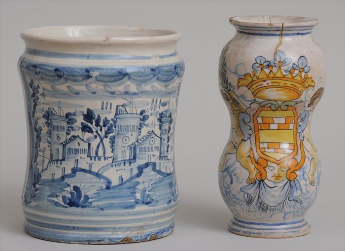 TWO ITALIAN MAJOLICA ALBARELLI