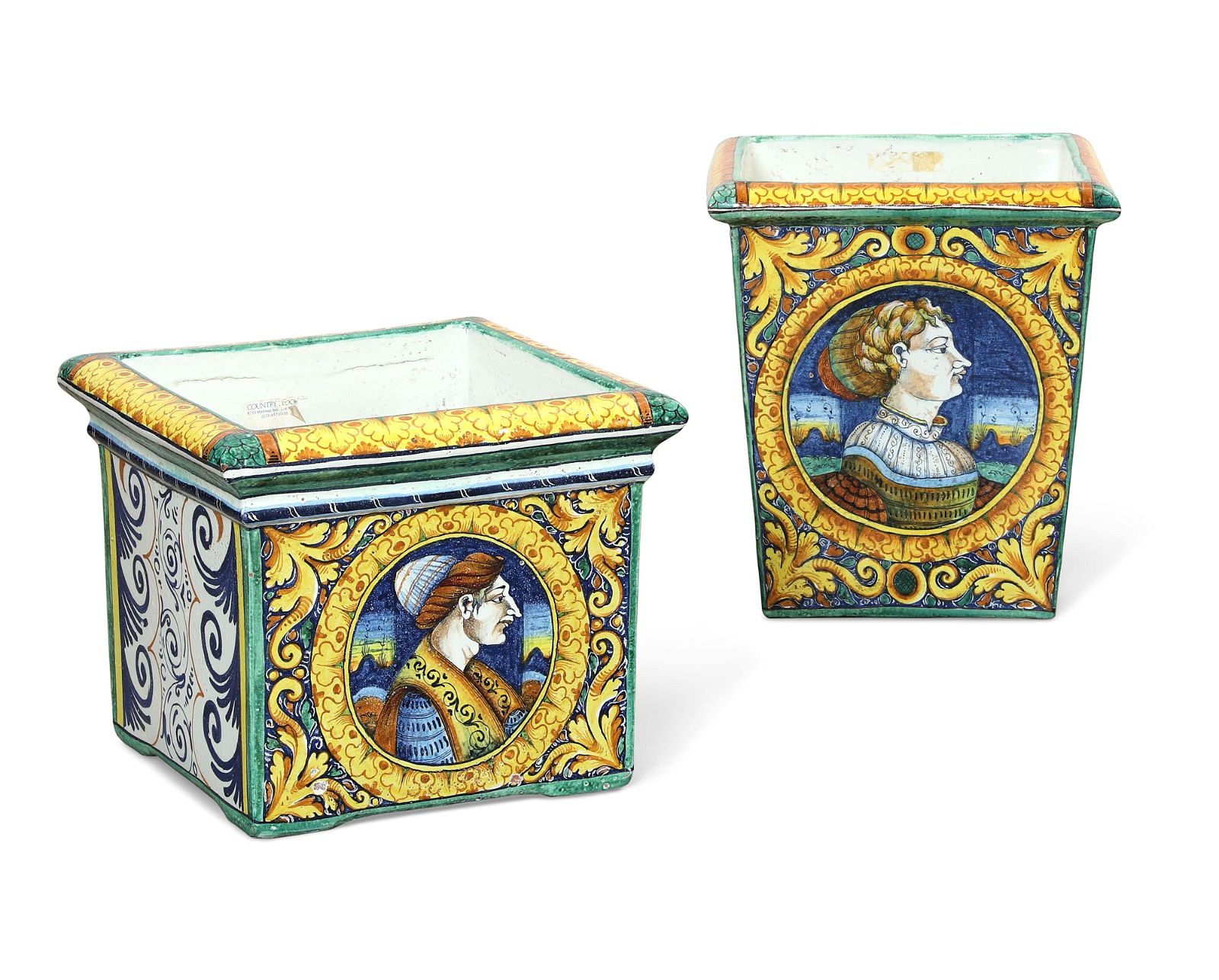 TWO ITALIAN MAOLICA SQUARE