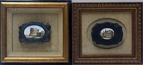 TWO ITALIAN MICRO-MOSAIC PLAQUES OF