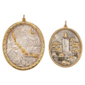 TWO ITALIAN SILVER HOLIDAY ORN