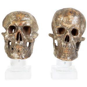 Two Italian Silvered Wood Memento