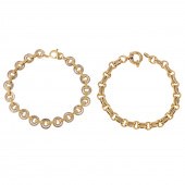 TWO ITALIAN YELLOW GOLD BRACEL