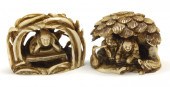 TWO IVORY CARVED NETSUKE: the