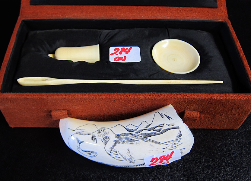 TWO IVORY CARVINGS: an American