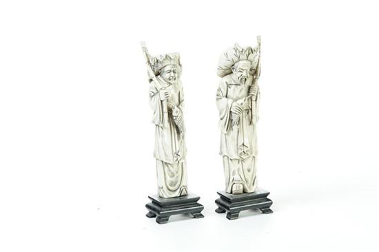 TWO IVORY CARVINGS.  Asian  1st