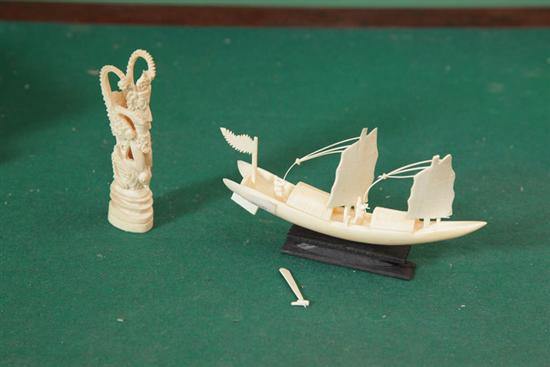 TWO IVORY CARVINGS. Including one