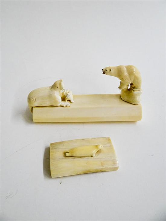 TWO IVORY CARVINGS.  Inuit  1st
