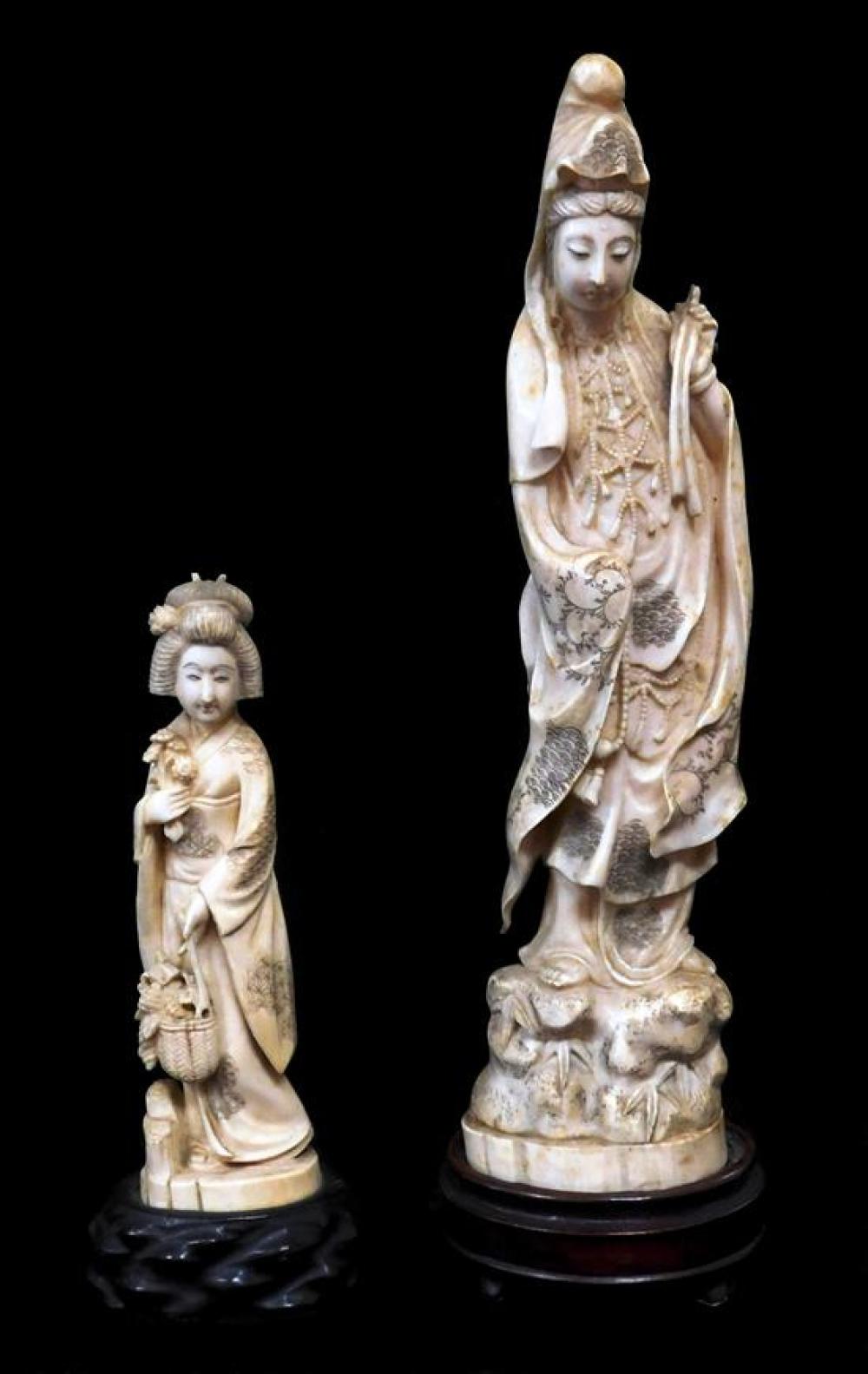 TWO IVORY CARVINGS, JAPANESE,