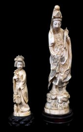 TWO IVORY CARVINGS, JAPANESE,