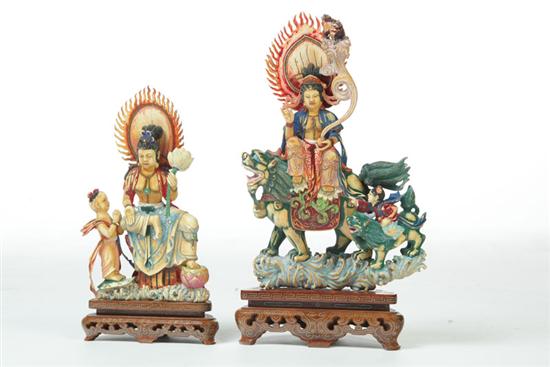 TWO IVORY FIGURES.  Asian  1st