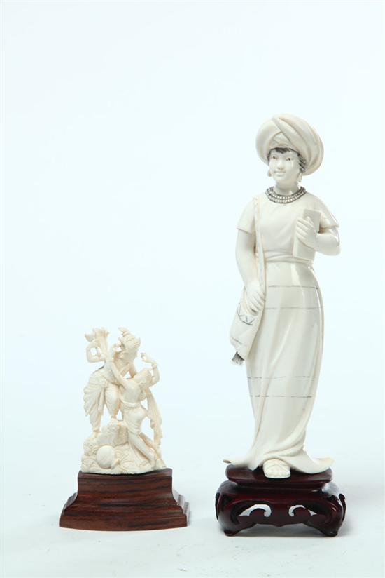 TWO IVORY FIGURES.  India  20th