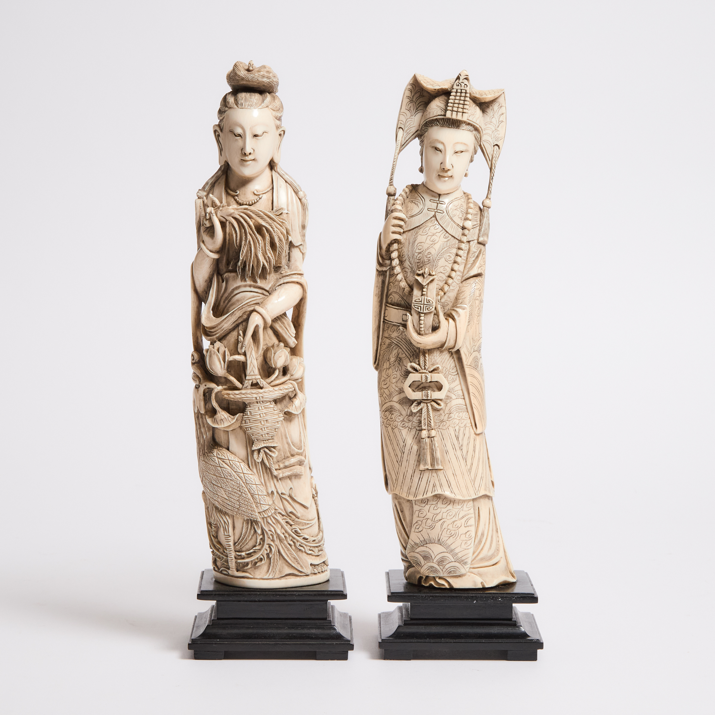 Two Ivory Figures of Ladies,