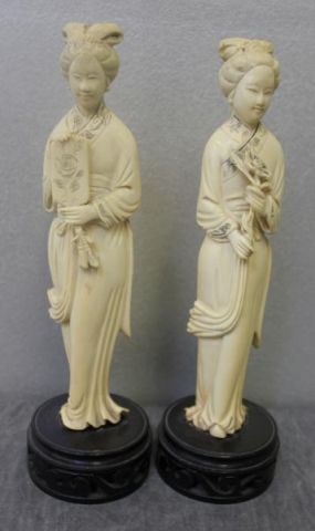 Two Ivory Geishas - One with a