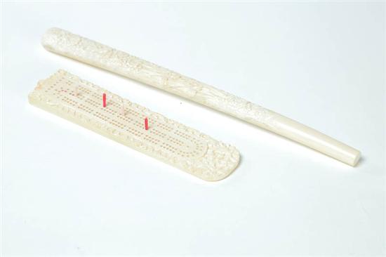 TWO IVORY ITEMS.  Asian  early 20th