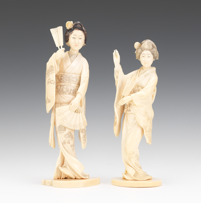 Two Ivory Maiden Figurines with