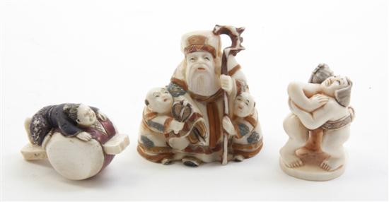 Two Ivory Netsukes depicting two
