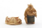 * Two Ivory Netsukes Gyoku Sho