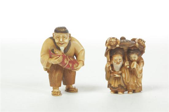 TWO IVORY NETSUKES.  Japan  1st