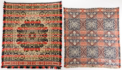TWO JACQUARD COVERLETS, 19TH