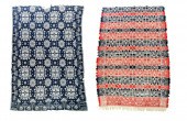 TWO JACQUARD COVERLETS.  Adam