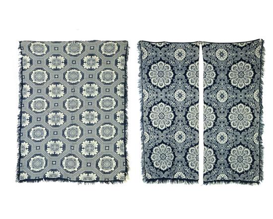 TWO JACQUARD COVERLETS. 