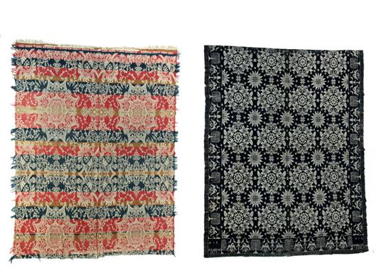 TWO JACQUARD COVERLETS.  D[ennis]
