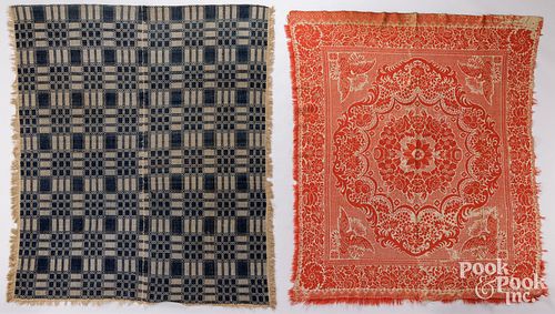 TWO JACQUARD COVERLETS, MID 19TH