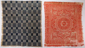 TWO JACQUARD COVERLETS, MID 19
