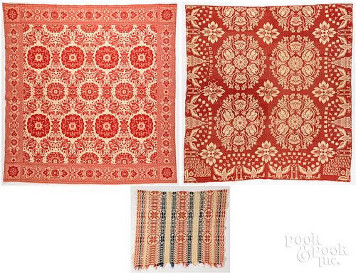 TWO JACQUARD COVERLETS, MID 19TH