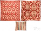 TWO JACQUARD COVERLETS, MID 19