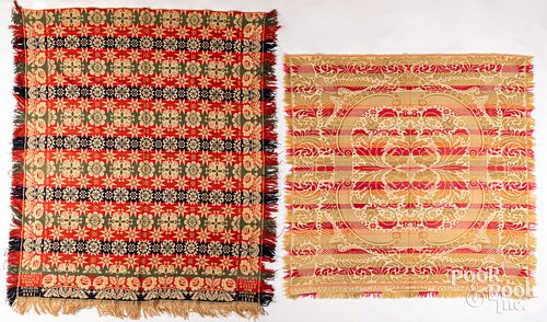 TWO JACQUARD COVERLETS, MID 19TH