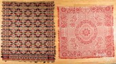 TWO JACQUARD COVERLETS, MID 19