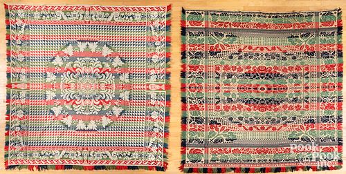 TWO JACQUARD COVERLETS, MID 19TH