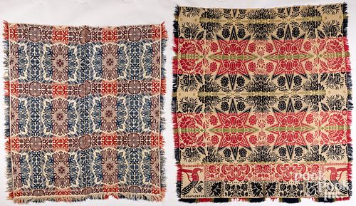TWO JACQUARD COVERLETS, MID-19TH