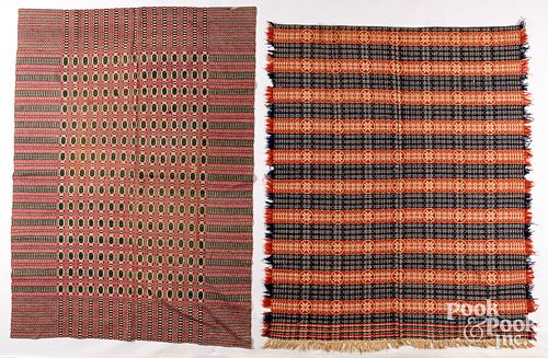 TWO JACQUARD COVERLETS, MID-19TH