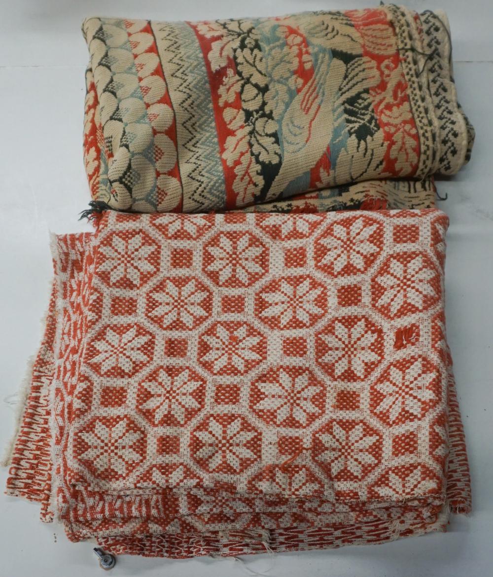 TWO JACQUARD WOVEN COVERLETSTwo