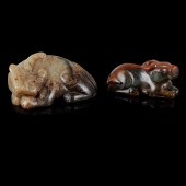 TWO JADE ANIMAL CARVINGS
QING