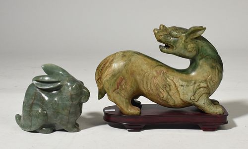 TWO JADE ANIMALSTwo jade animals,