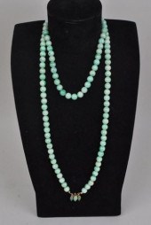 TWO JADE BEAD NECKLACESdouble