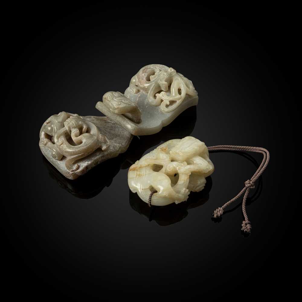 TWO JADE ORNAMENTS MING TO QING