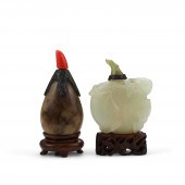 TWO JADE SNUFF BOTTLES 1830-18