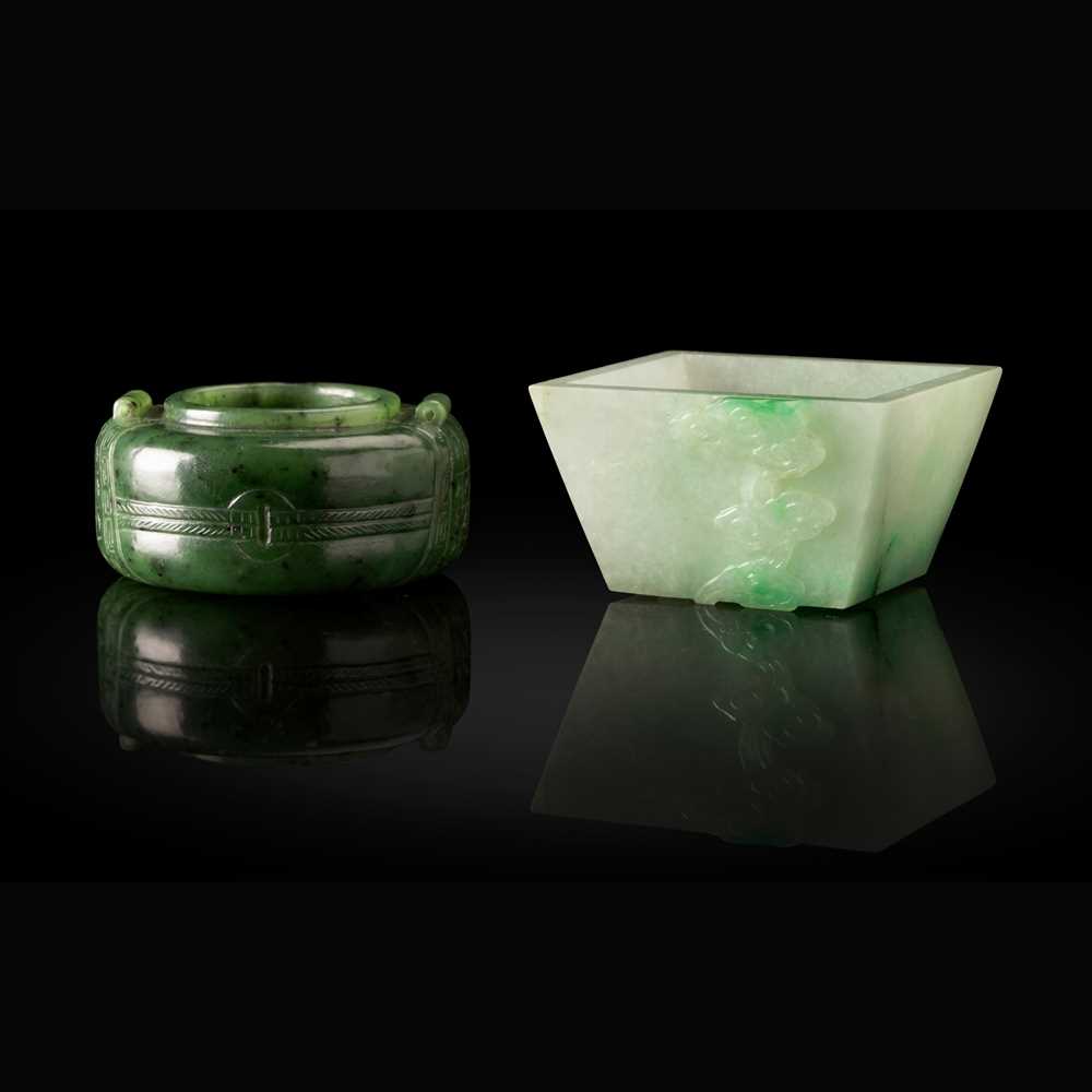 TWO JADE WATER DROPPERS 19TH-20TH